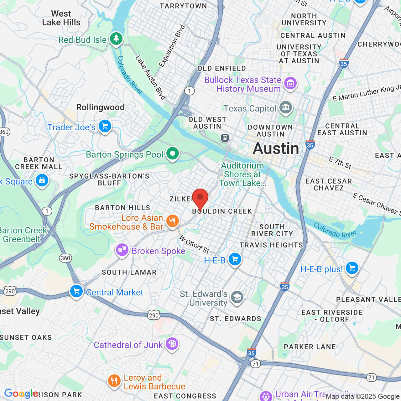 Google map image of our location in 1509 S Lamar Blvd Austin, TX